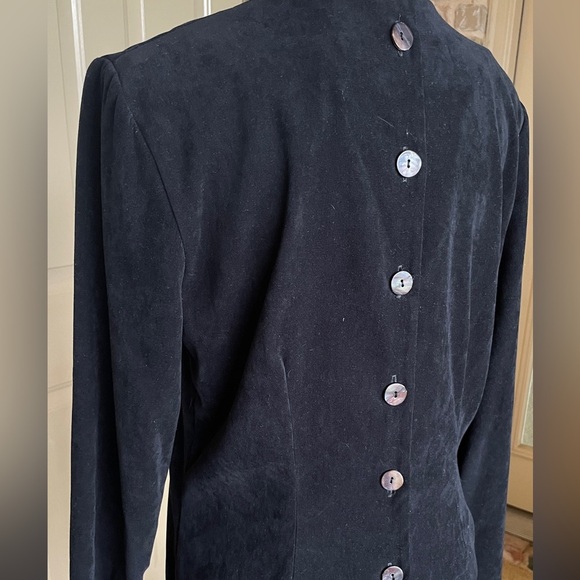 2 Pc Pantsuit Edgy Black Sueded Fabric Button Back 90’s Positive Attitude Size 8 - Picture 5 of 12